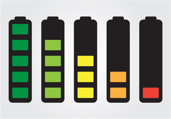 full and empty batteries representing strengths and weaknesses
