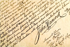 John Hancock signature on Declaration of Independence